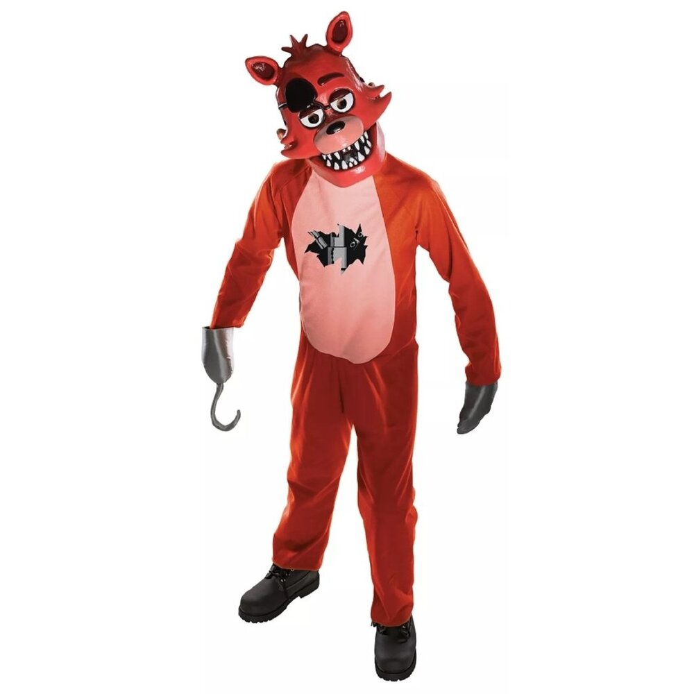 Five Nights At Freddys Foxy halloween Costume Jumpsuit Mitts Hook Mask Lg 8-10
